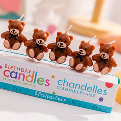 Teddy Bear Birthday Candles Cupcake Topper for Celebrations