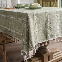 Green Striped American Tablecloth Rustic Style Table Cover