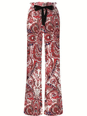 Spring & Summer Allover Print High Waist Wide Leg Pants
