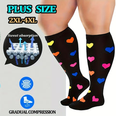 3pairs Plus Size Compression Socks 15-20 mmHg Wide Calf Knee High for Women Men