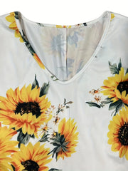 Flower Print V Neck Dress Long Sleeve Spring & Fall Women's Clothing