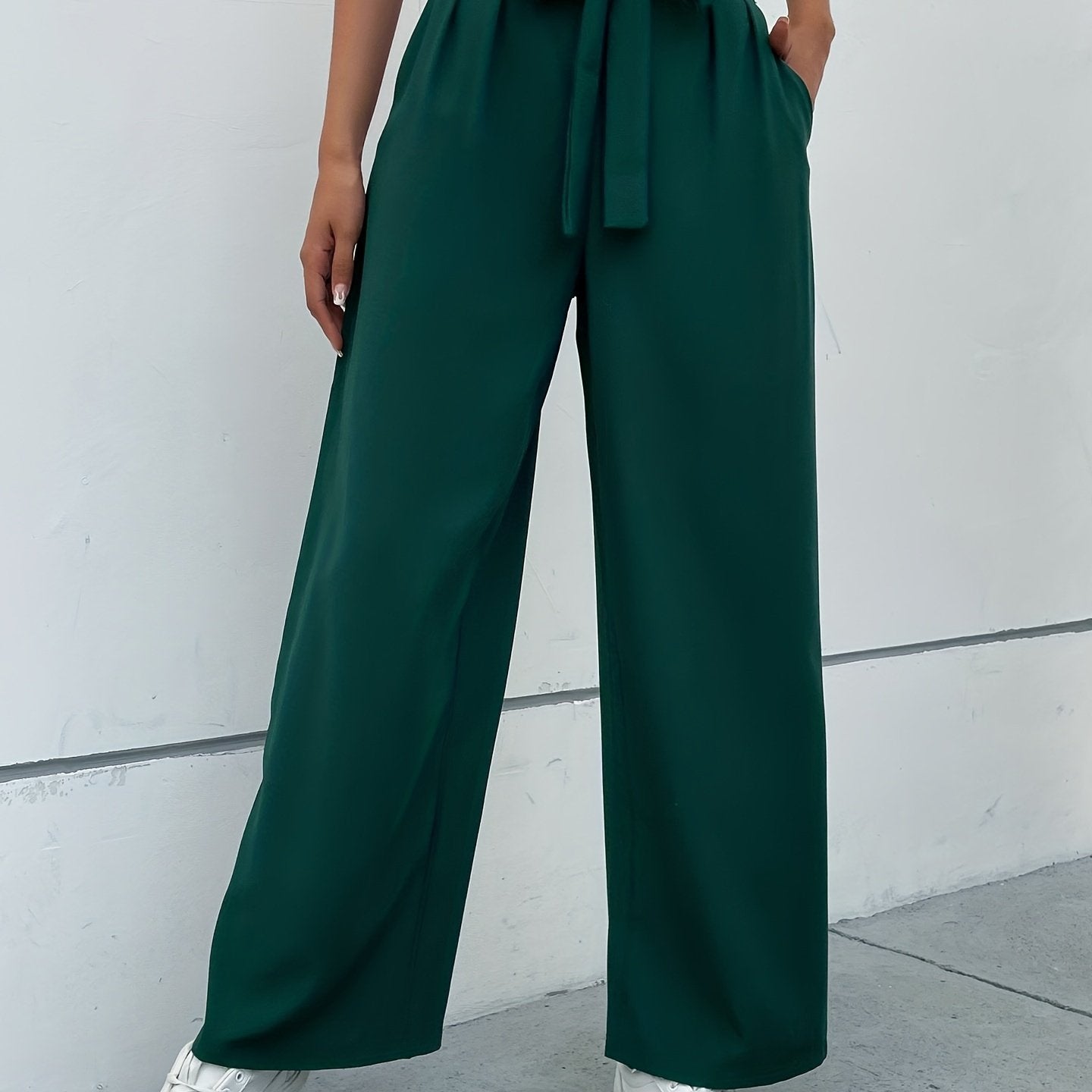 Solid Wide Leg Pants Women's Clothing
