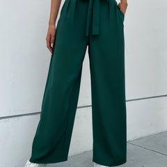 Solid Wide Leg Pants Women's Clothing
