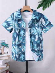 Leaf Graphic Print Boys Casual Shirt
