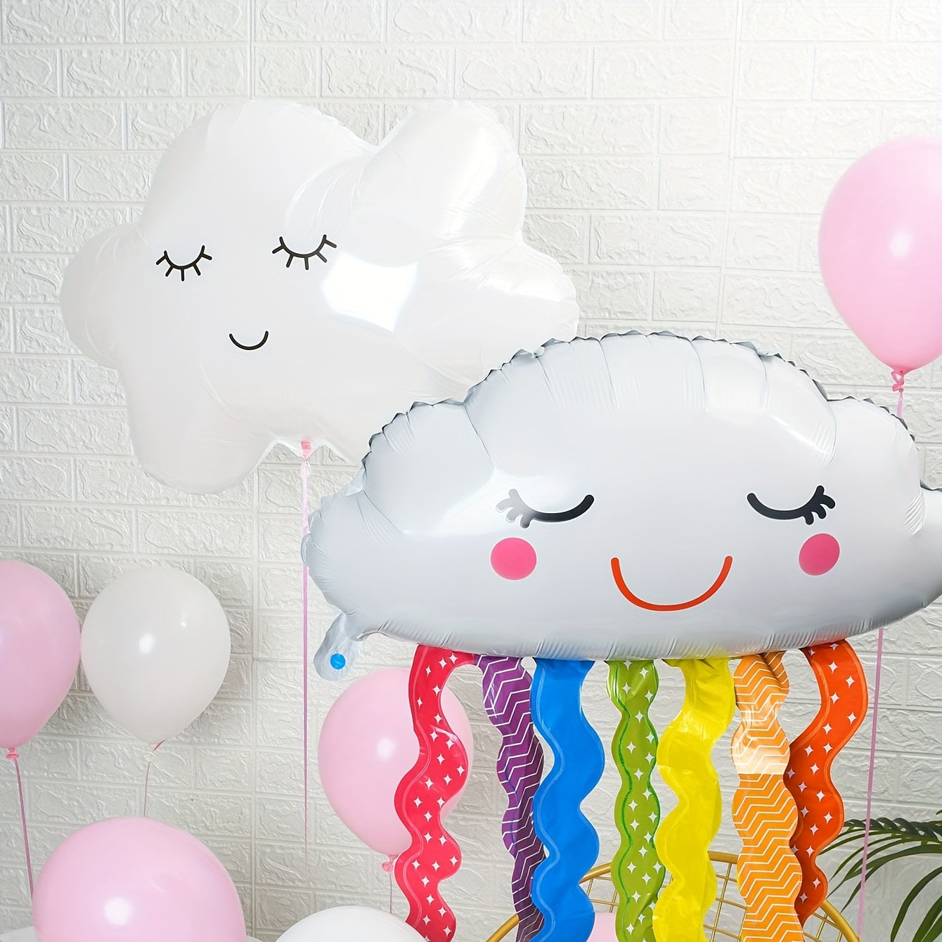 12pcs Cloud Aluminum Foil Balloon Rainbow Cloud Shaped Foil Balloons