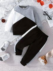 Baby Boy's Long Sleeve Sweatshirt & Trousers Set For Spring And Autumn