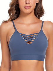 Cross Cut Out Sports Bra for Women