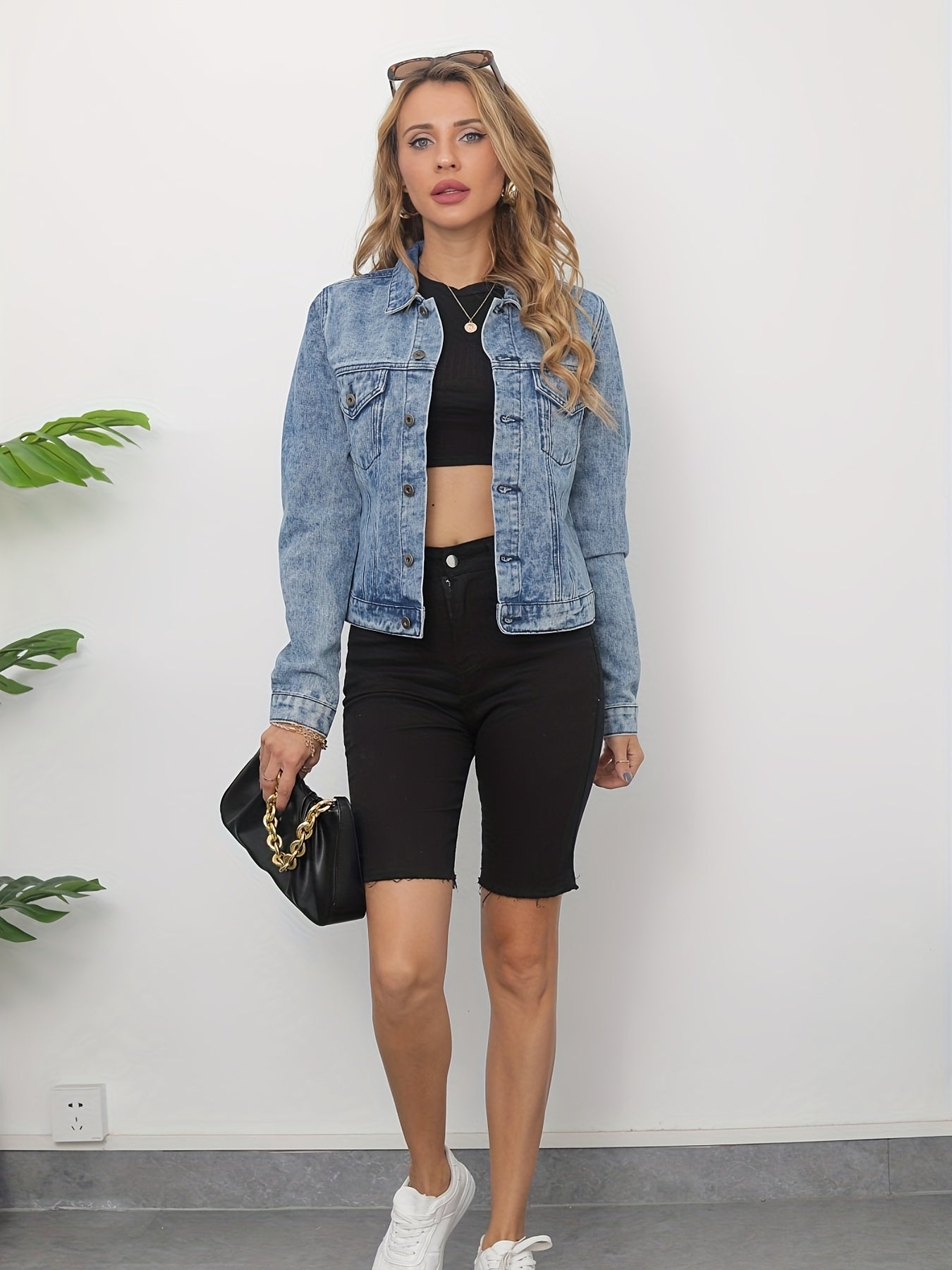 Denim Coat - Chest Flap Pocket Single Breasted Long Sleeve Jacket