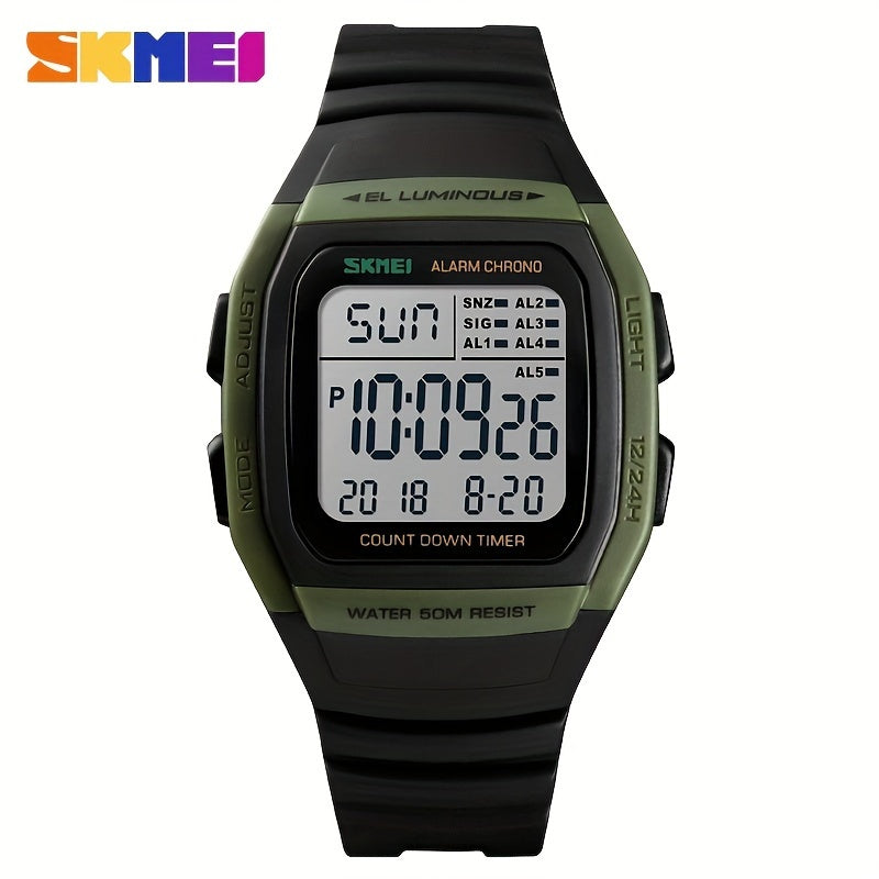 Unisex LED Luminous Sporty Style Square Wrist Watch