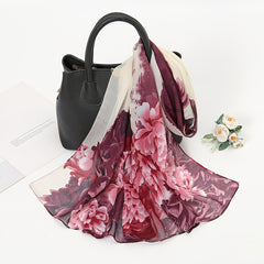 Thin Chiffon Printed Silk Scarf Chiffon Shawl Neckerchief Head Wrap