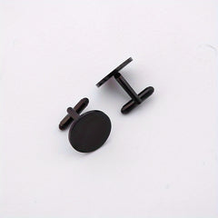 Round Titanium Steel Cufflinks Mirror Finish