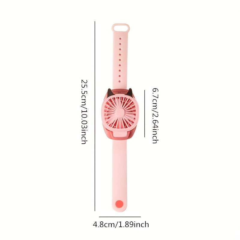 Cartoon Wristband USB Rechargeable Fan For Girls