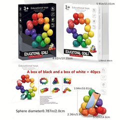 40pcs Sensory Fidget Toys 3D Rotating Puzzle Ball Magic Cube Colorful