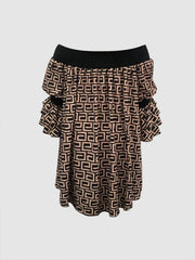 Casual Dress Women's Plus Greek Print Elastic Off Shoulder Midi Dress