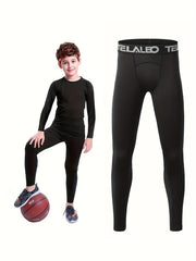 TELALEO 2PCS Youth Compression Fitness Leggings Kids Tights
