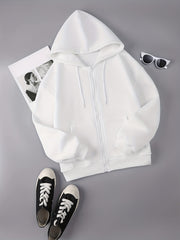Drawstring Hoodie Zip Up Sweatshirt