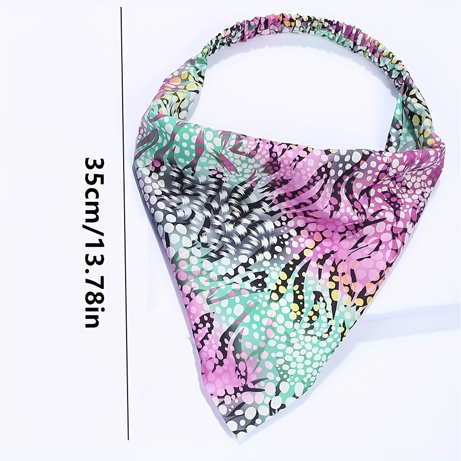 Leopard Floral Headband Triangle Scarf Elastic Turban Boho Bandana