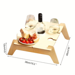 Portable Folding Wooden Wine Table for Family Tourist Outdoor Beach Picnic