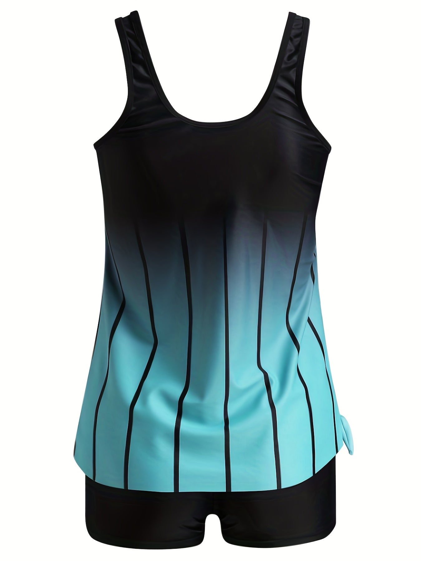 Striped Tankini Set Women's Plus Tank Top & Shorts Two Piece
