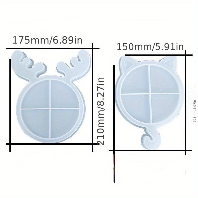 Christmas Cat Elk Antlers Reindeer Silicone Tray Mold DIY Crafts