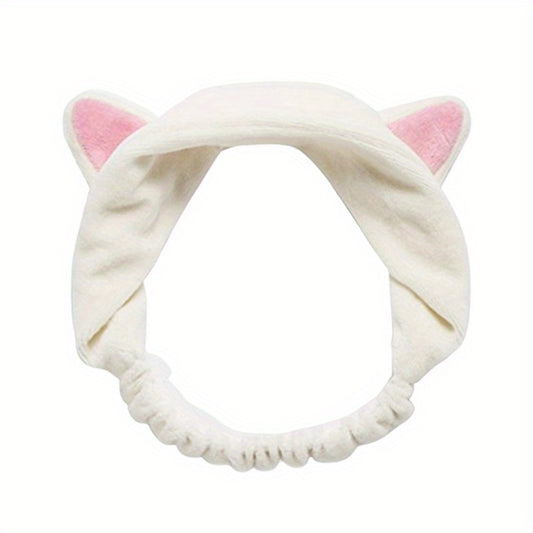 Velvet Cat Ears Headband Spa Makeup Hair Band