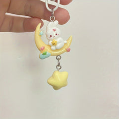 Moon Rabbit Keychain Keyring Women Ladies Cartoon Bag Ornament