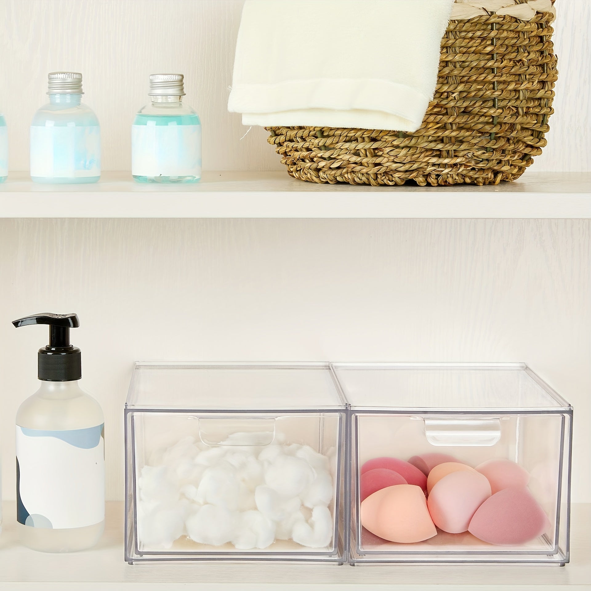 Clear Makeup Organizer Stackable Cosmetic Display Case Under Cabinet Organizers