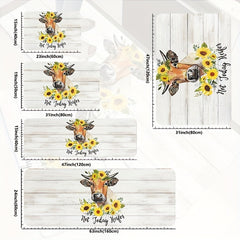 Sunflower Print Kitchen Mat Non slip Waterproof Stain resistant Absorbent