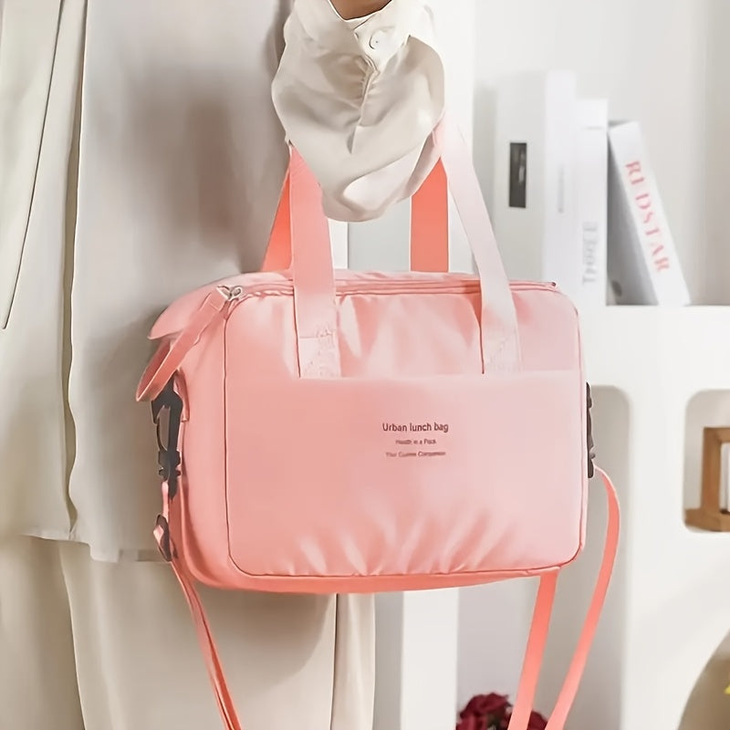 Pink Insulated Lunch Bag Reusable Leak Proof Bento Box with Adjustable Strap