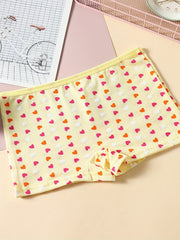 5pcs Girl's Cat Cartoon Underwears Medium Stretch Cotton Panties