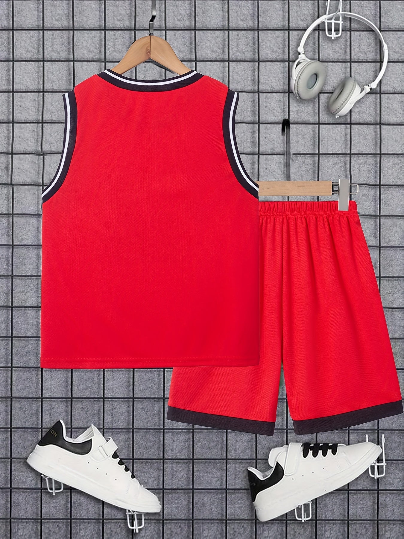 Boys GAME 28 Print Basketball Jersey Set Sleeveless Vest&Shorts