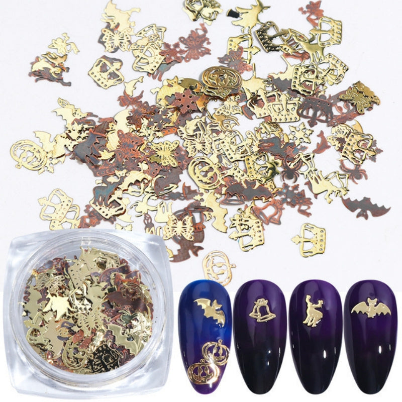 Halloween Christmas Nail Glitter Pumpkin Witch Bat Snowflake Xmas