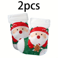 2pcs Christmas Stocking Gift Bags Ziplock Cartoon Cookie Candy Bags