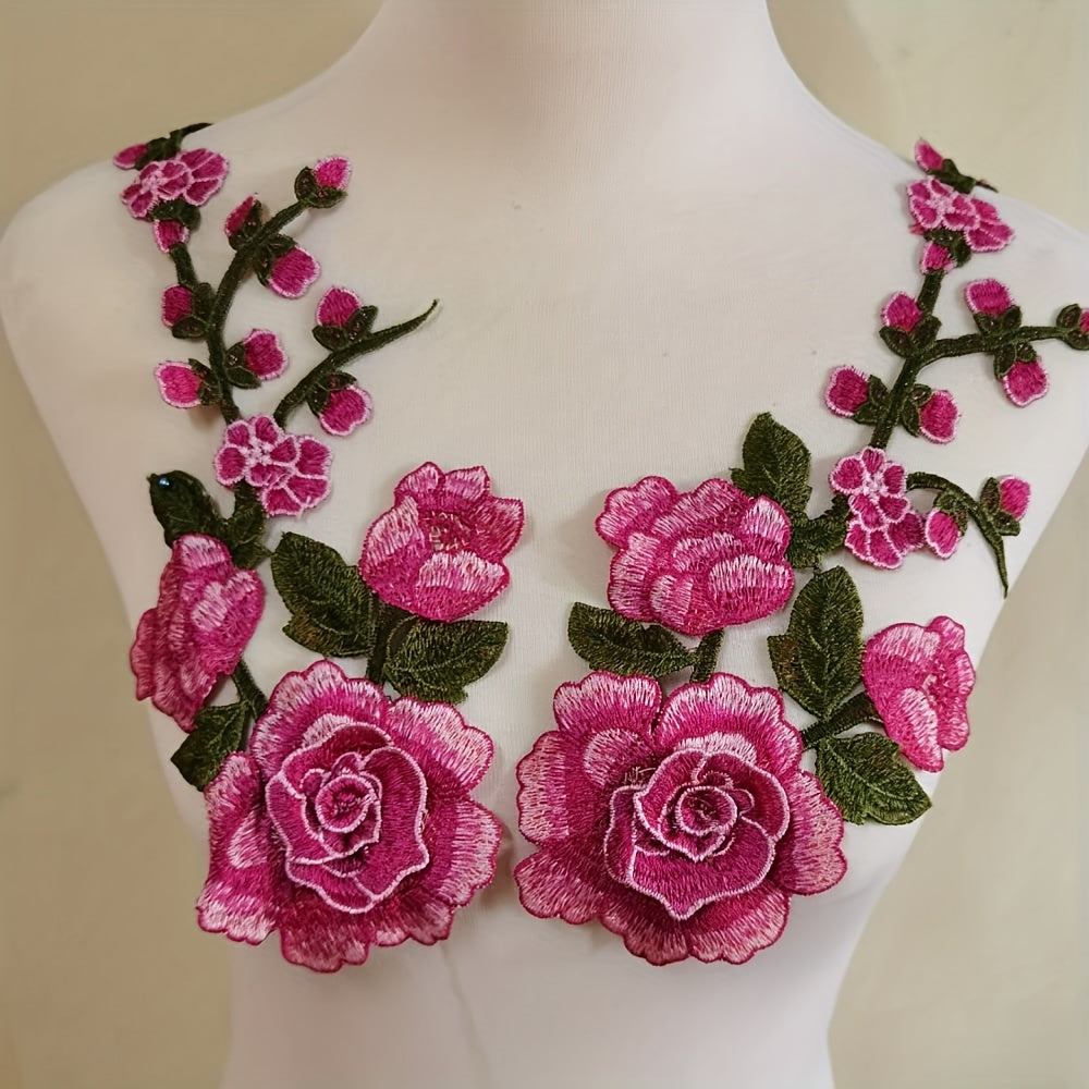 2pcs Ethnic Style Flower Embroidery Applique Patches For Skirt Sew On Clothing