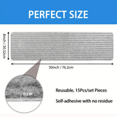 15pcs Non Slip Stair Treads Gray Peel Stick Carpet Tape Self Adhesive Stair Trac