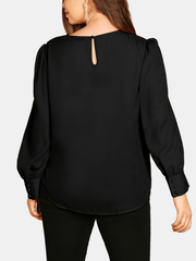 Lantern Sleeve Blouse Women's Casual Solid Blouse
