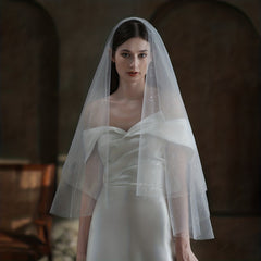 Double Layer Sequin Head Veil with Comb for Bridal Wedding