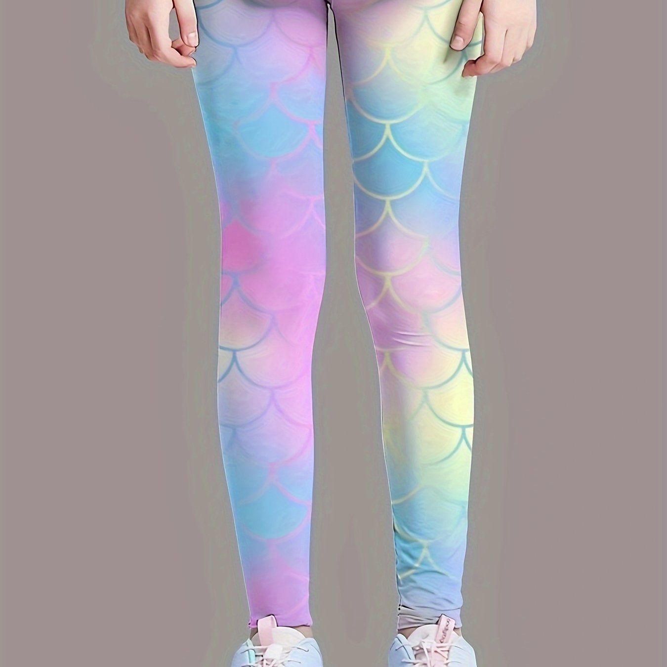 Girls Fish Scale Leggings Gradient Activewear for Sports Running Jogging Gift