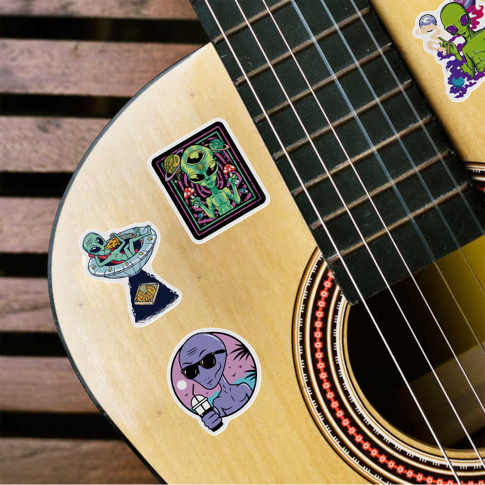 50 Alien PVC Graffiti Cartoon Waterproof Stickers for Phone Luggage Notebook