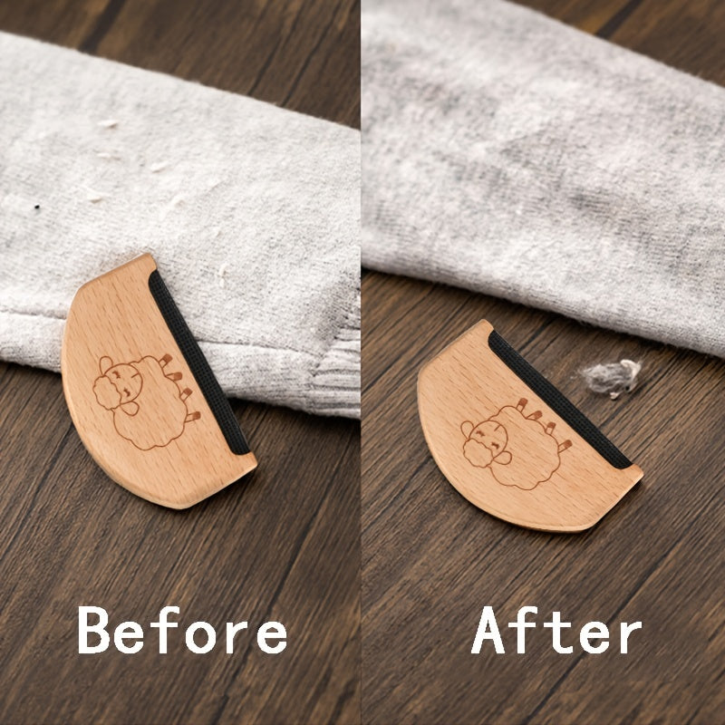 Portable Wooden Lint Remover Fuzz Shaver Cashmere Comb Double Sided Travel Brush
