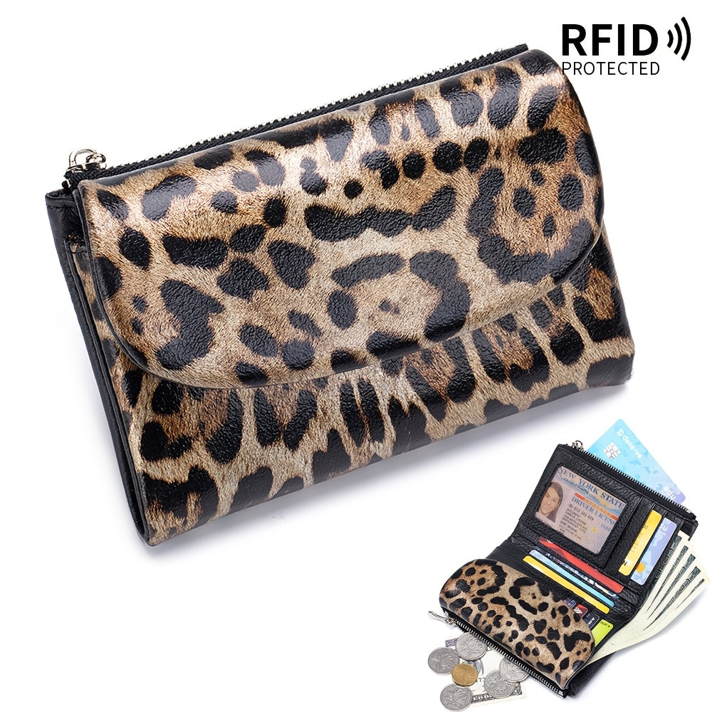 Women's Magnetic Closure Trifold Wallet with Zipper Pocket