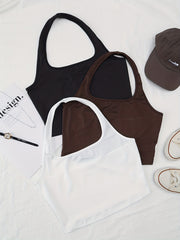 Solid Halter Top 3 Pack Sexy Sleeveless Summer Top