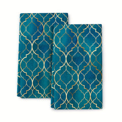 2pcs Teal Moroccan Geometry Ramadan Kitchen Towels Set