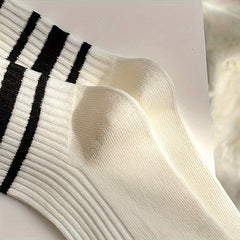 Striped Print Socks Comfy & Breathable All match Socks Women's Stockings