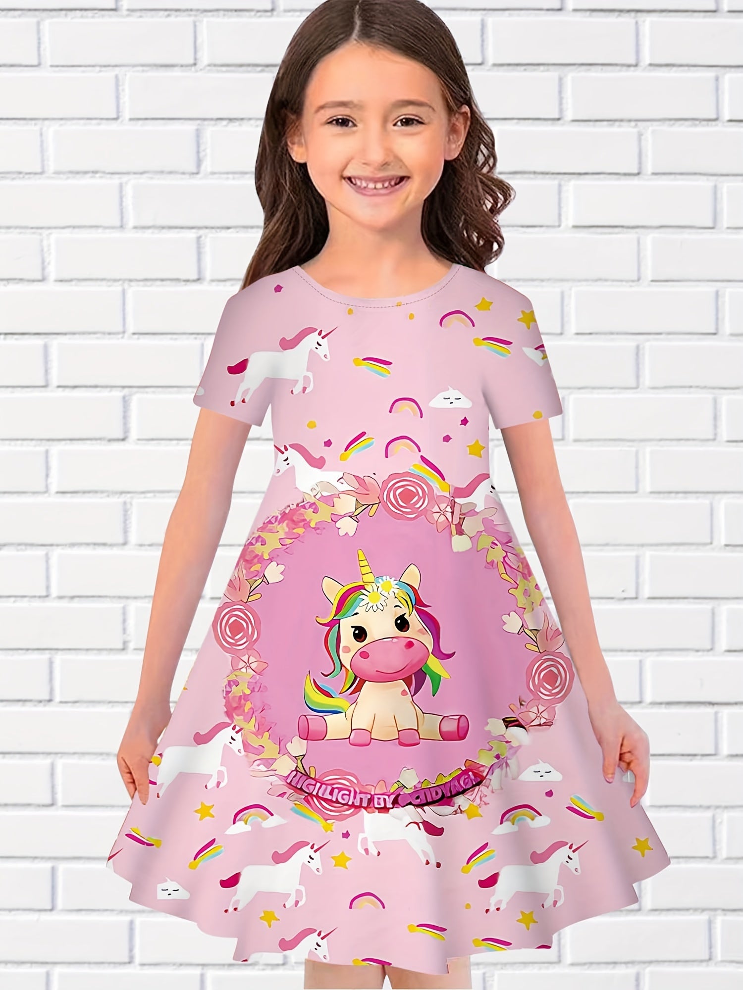 Girls Summer 3D Animal Print Princess Dress