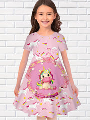 Girls Summer 3D Animal Print Princess Dress