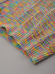 Colorful Printing Knit Cardigan Open Front Sweater