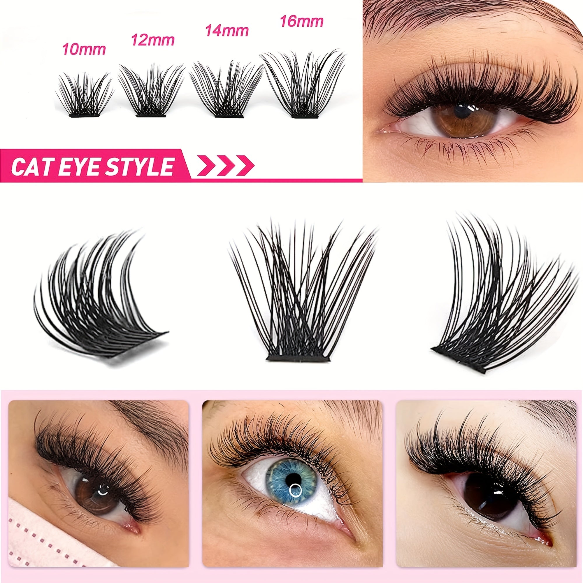 D Curling DIY Lash Extension 96pcs Individual Eyelash Clusters 10-16mm