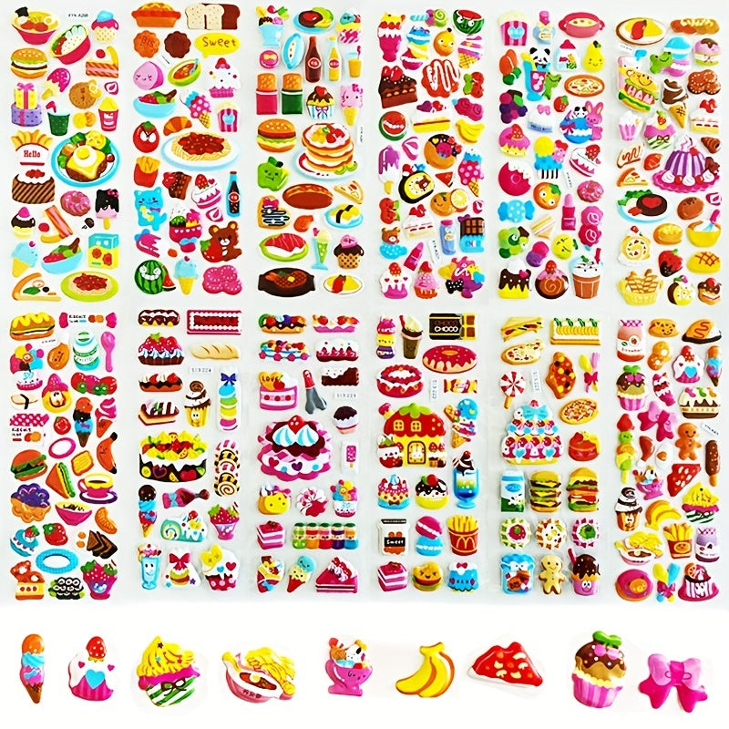 12pcs Dessert Sticker Crafts Scrapbooking Kids Puffy Children Stickers