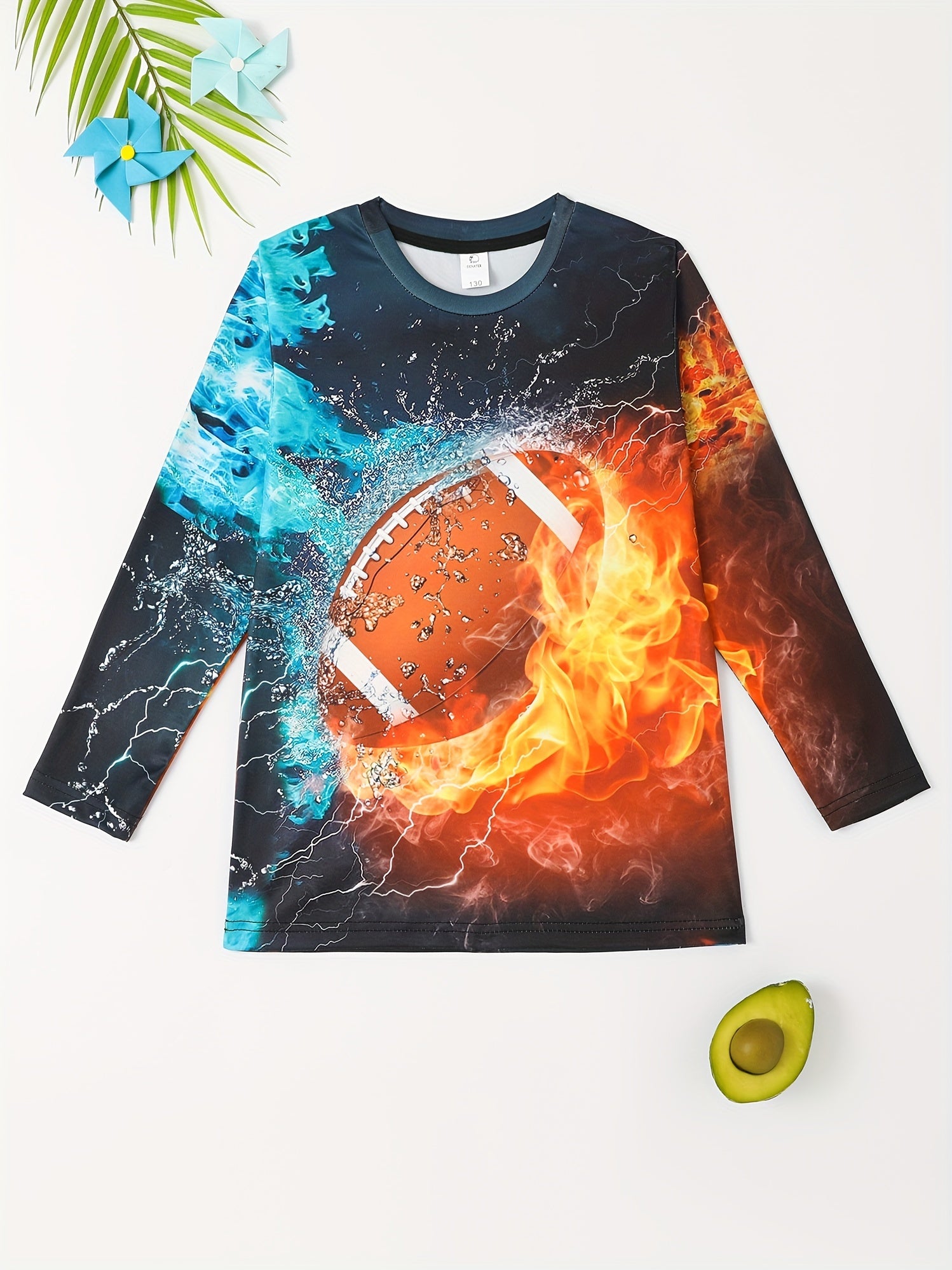 3D Ball Print Kid's Pullover Long Sleeve Top